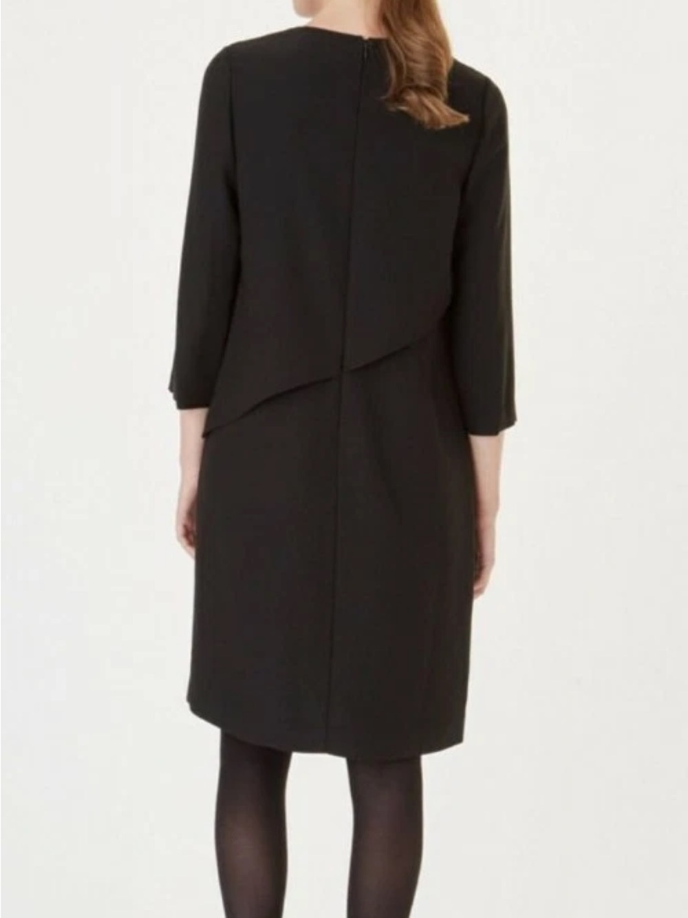HOBBS CAROLE Layered Overlay Black Minimalist DRESS - Picture 4 of 9